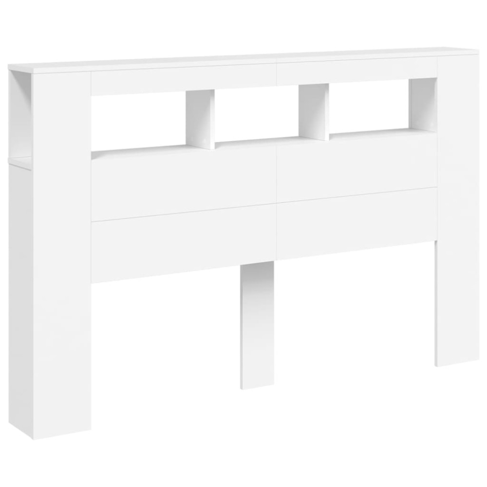 Produktbild för Sänggavel LED vit 160x18,5x103,5 cm konstruerat trä