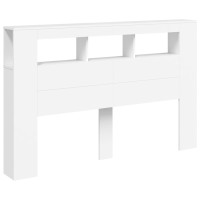 Produktbild för Sänggavel LED vit 160x18,5x103,5 cm konstruerat trä