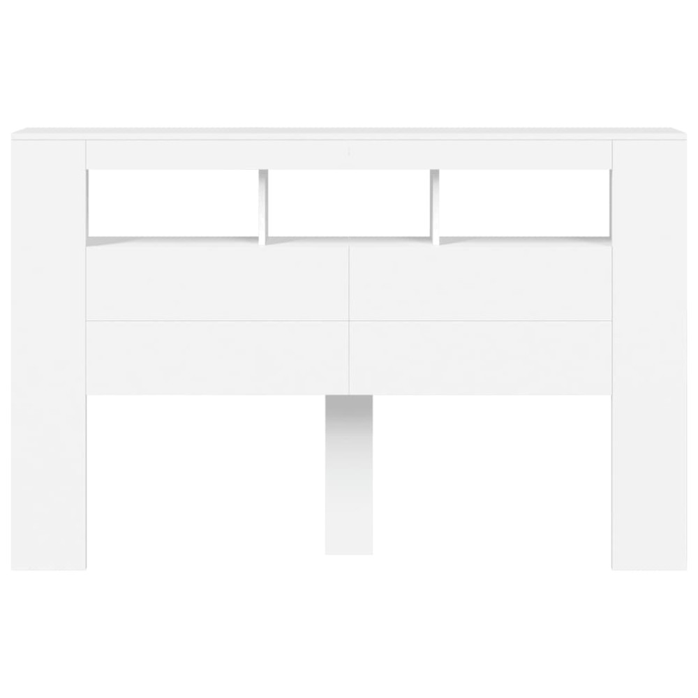 Produktbild för Sänggavel LED vit 160x18,5x103,5 cm konstruerat trä