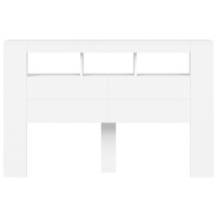 Produktbild för Sänggavel LED vit 160x18,5x103,5 cm konstruerat trä