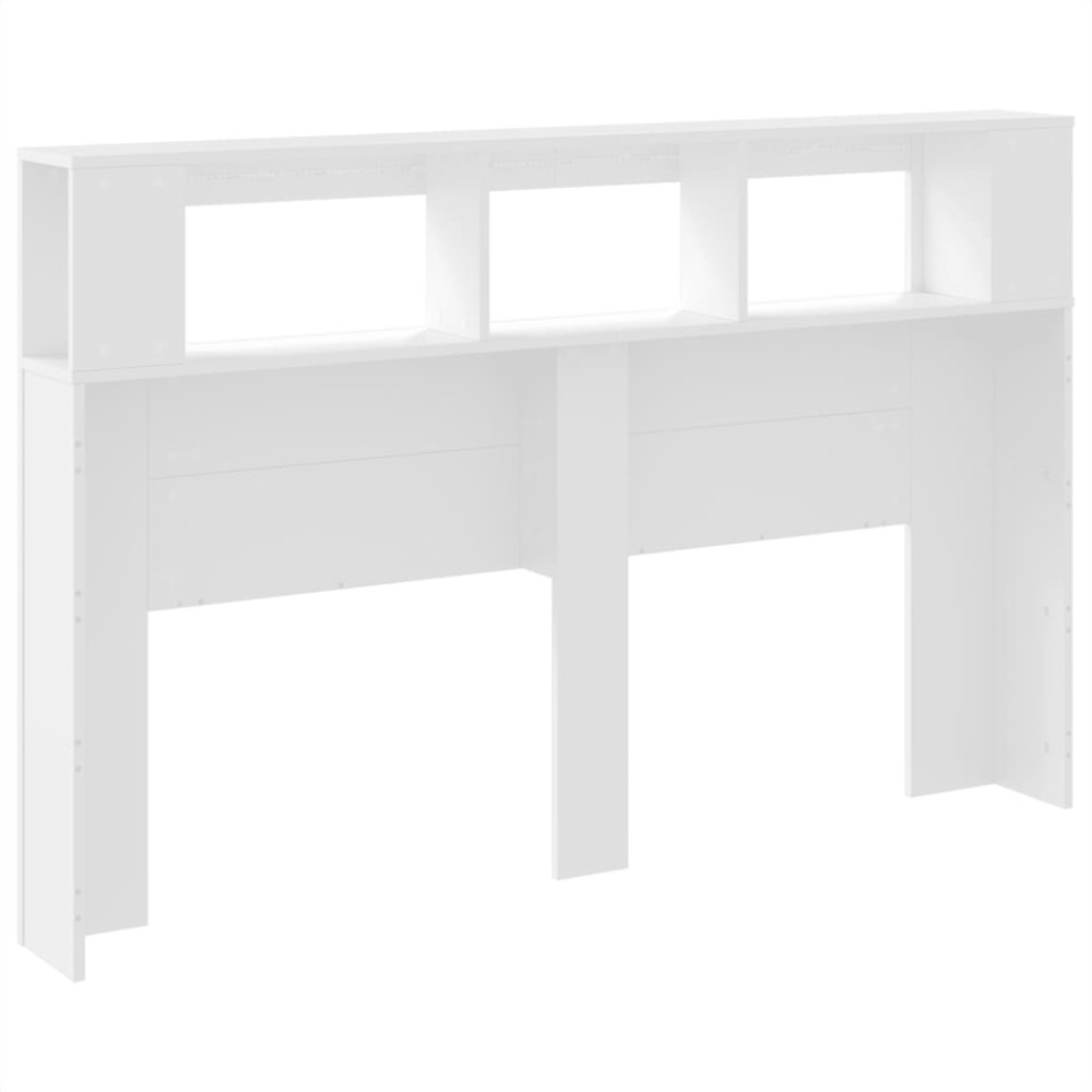 Produktbild för Sänggavel LED vit 160x18,5x103,5 cm konstruerat trä