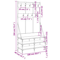 Produktbild för Klädställning med skoförvaring rökfärgad ek 100x40x184 cm