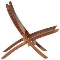 Miniatyr av produktbild för Avkopplingsstol hopfällbar brun äkta läder