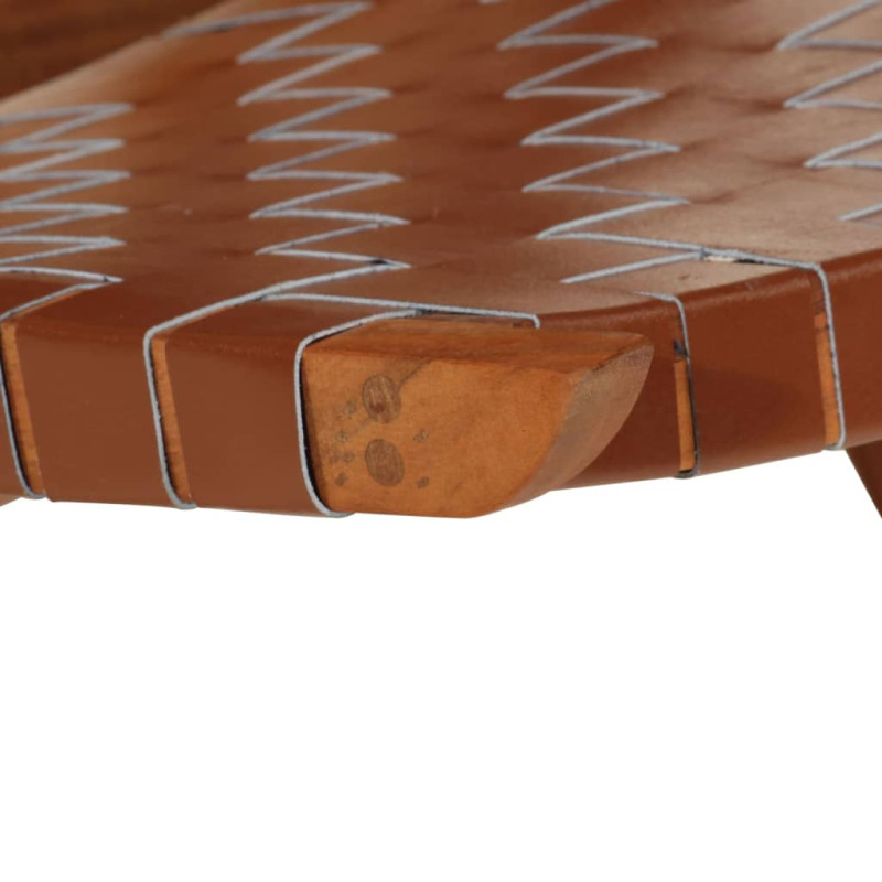 Produktbild för Avkopplingsstol hopfällbar brun äkta läder