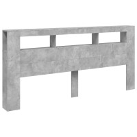 Produktbild för Sänggavel LED betonggrå 220x18,5x103,5 cm konstruerat trä