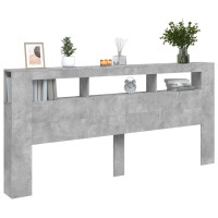 Produktbild för Sänggavel LED betonggrå 220x18,5x103,5 cm konstruerat trä