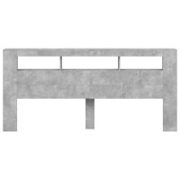 Produktbild för Sänggavel LED betonggrå 220x18,5x103,5 cm konstruerat trä