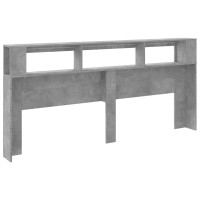 Produktbild för Sänggavel LED betonggrå 220x18,5x103,5 cm konstruerat trä