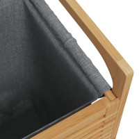 Miniatyr av produktbild för Tvättkorg med grå innerpåse 32x30x36,5 cm bambu