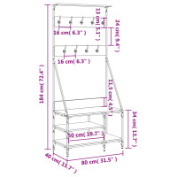 Produktbild för Klädställning med skoförvaring svart 80x40x184 cm