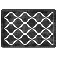 Miniatyr av produktbild för Matta tvättbar svart och vit 160x230 cm halkfri