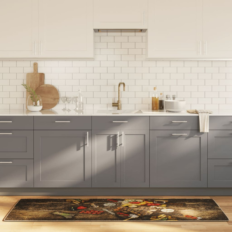 Produktbild för Köksmatta flerfärgad 60x180 cm tvättbar halkfri