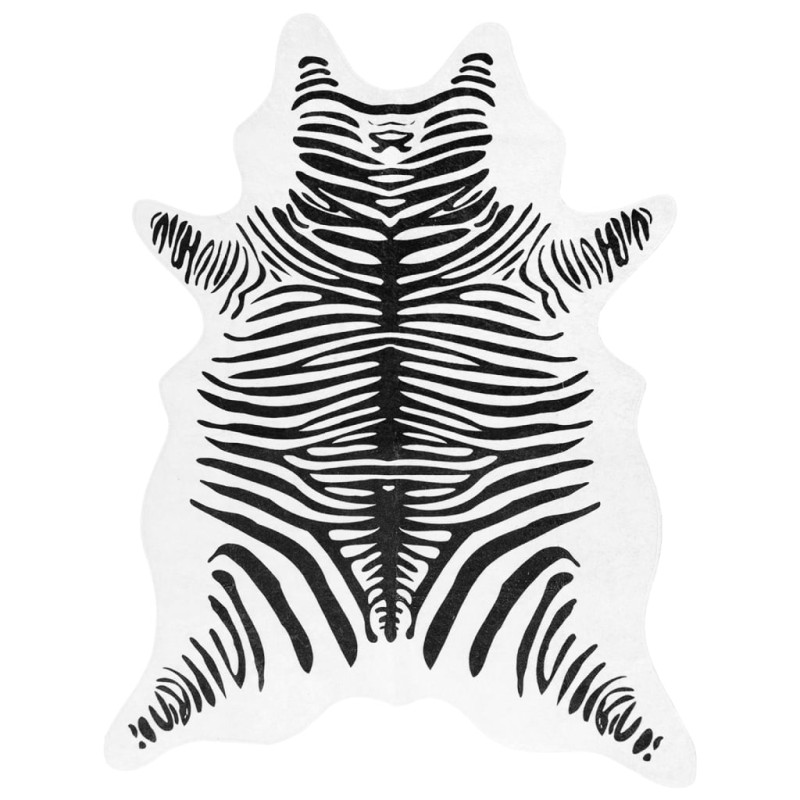 Produktbild för Matta svart och vit 120x170 cm zebramönster tvättbar halkfri