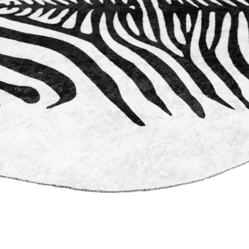 Produktbild för Matta svart och vit 120x170 cm zebramönster tvättbar halkfri
