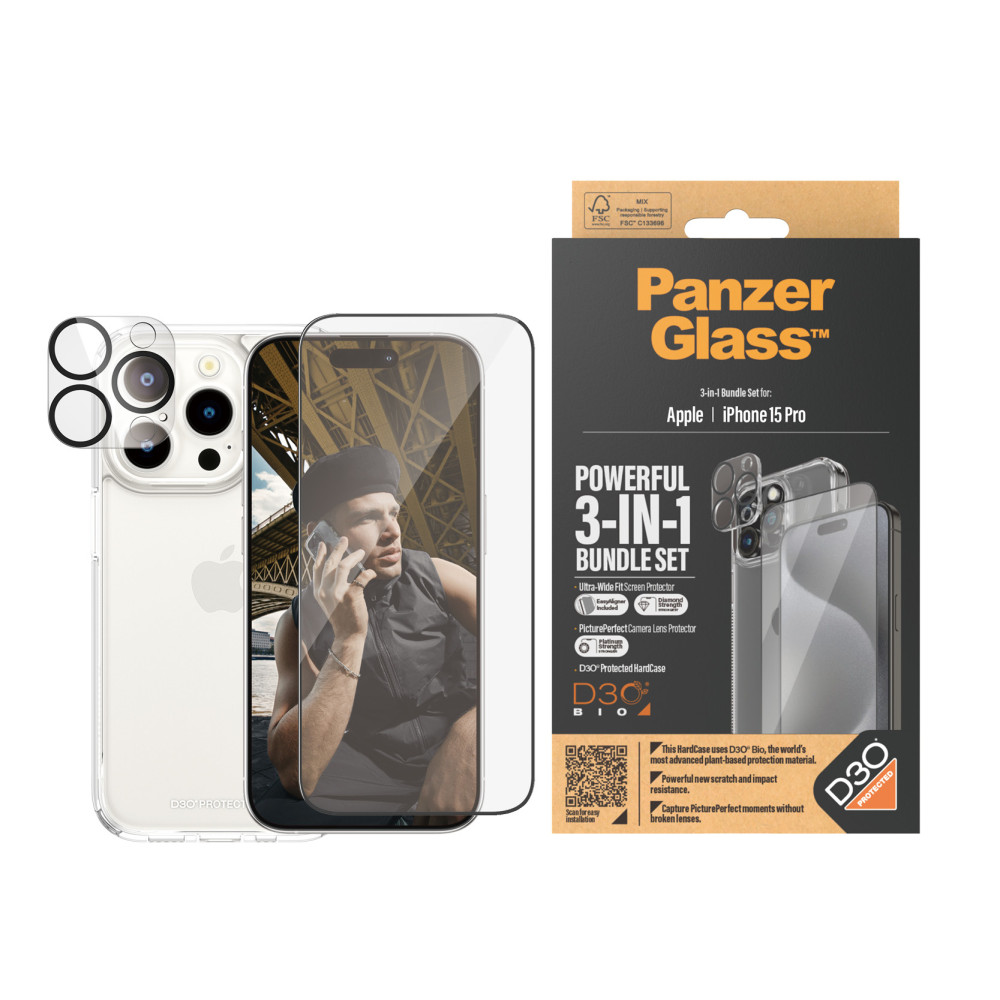 Produktbild för PanzerGlass B1173+2810 skärm- och baksidesskydd till mobiltelefon Genomskinligt skärmskydd Apple 1 styck