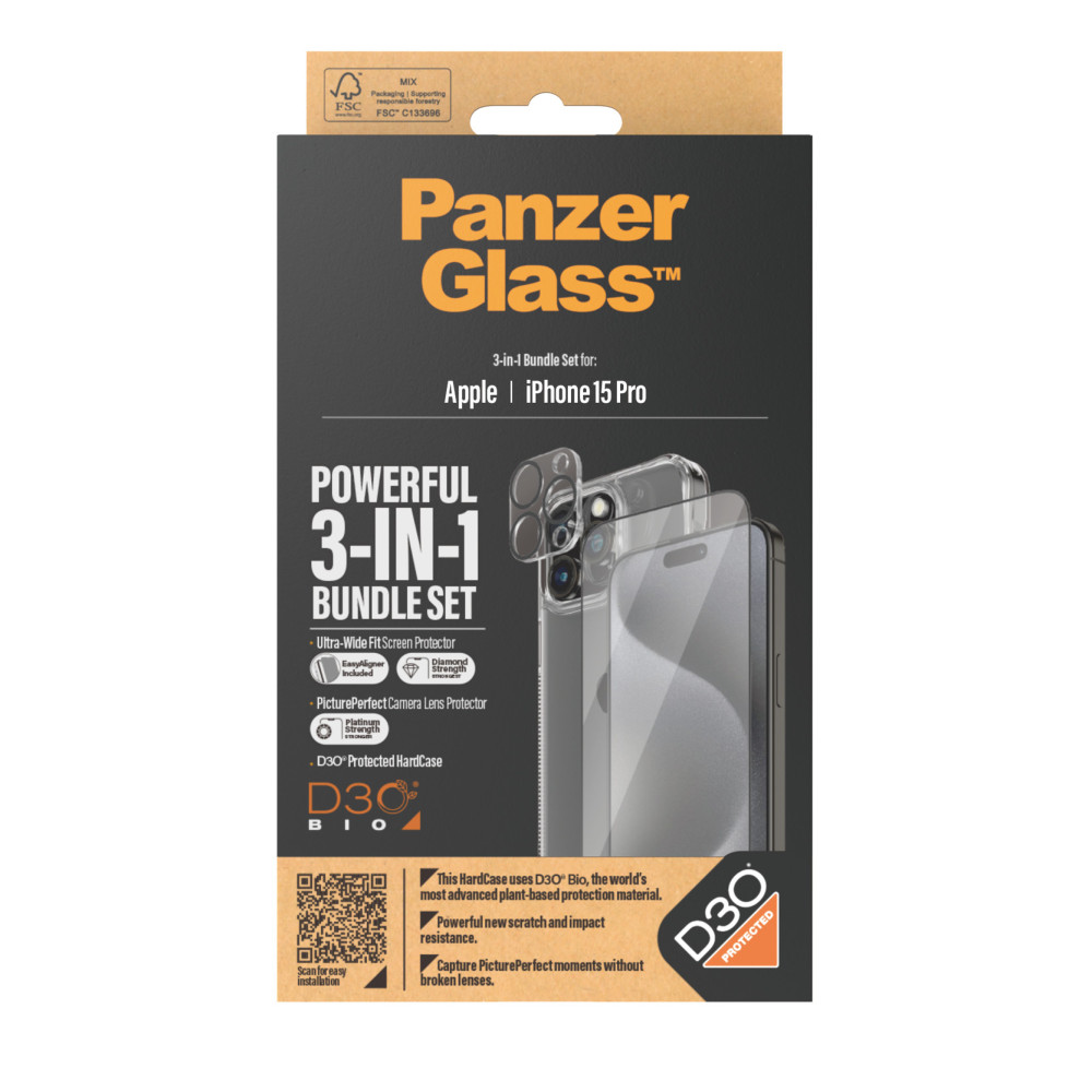 Produktbild för PanzerGlass B1173+2810 skärm- och baksidesskydd till mobiltelefon Genomskinligt skärmskydd Apple 1 styck