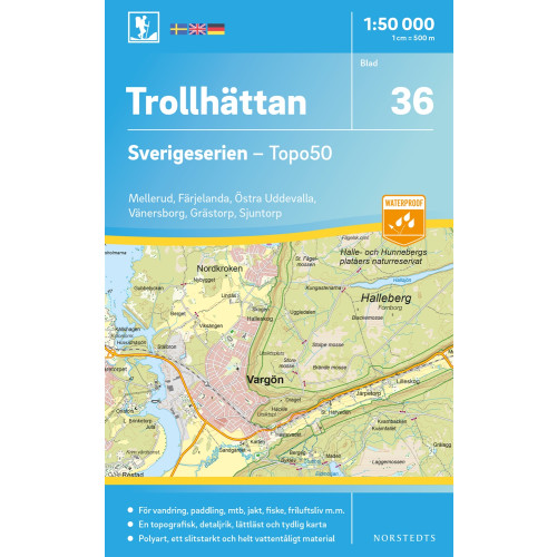 NORSTEDTS 36 Trollhättan Sverigeserien Topo50 : Skala 1:50 000