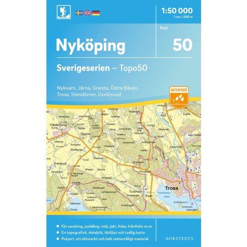 NORSTEDTS 50 Nyköping Sverigeserien Topo50 : Skala 1:50 000