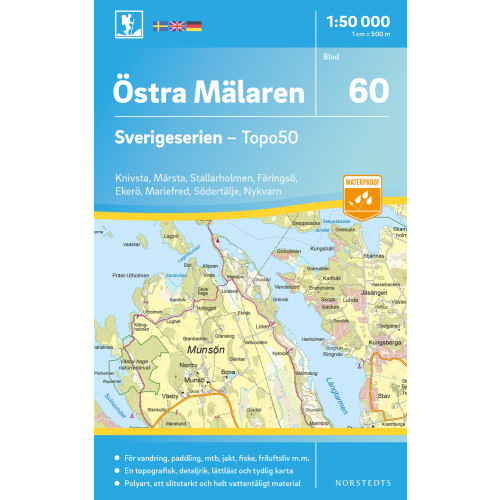 NORSTEDTS 60 Östra Mälaren Sverigeserien Topo50 : Skala 1:50 000