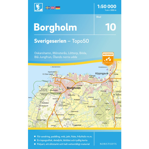 NORSTEDTS 10 Borgholm Sverigeserien Topo50 : Skala 1:50 000