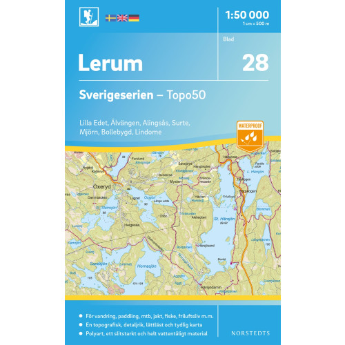 NORSTEDTS 28 Lerum Sverigeserien Topo50 : Skala 1:50 000