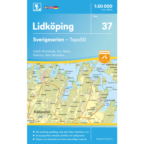 NORSTEDTS 37 Lidköping Sverigeserien Topo50 : Skala 1:50 000