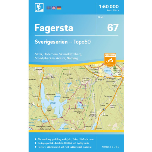 NORSTEDTS 67 Fagersta Sverigeserien Topo50 : Skala 1:50 000