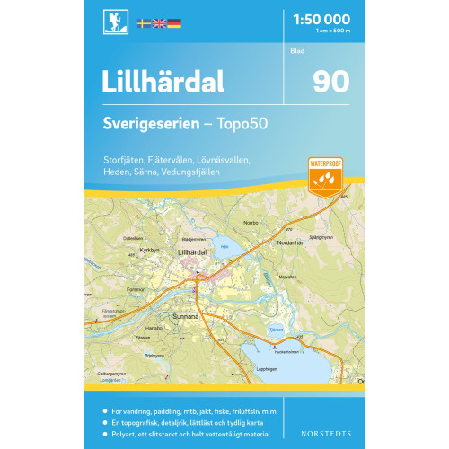 NORSTEDTS 90 Lillhärdal Sverigeserien Topo50 : Skala 1:50 000