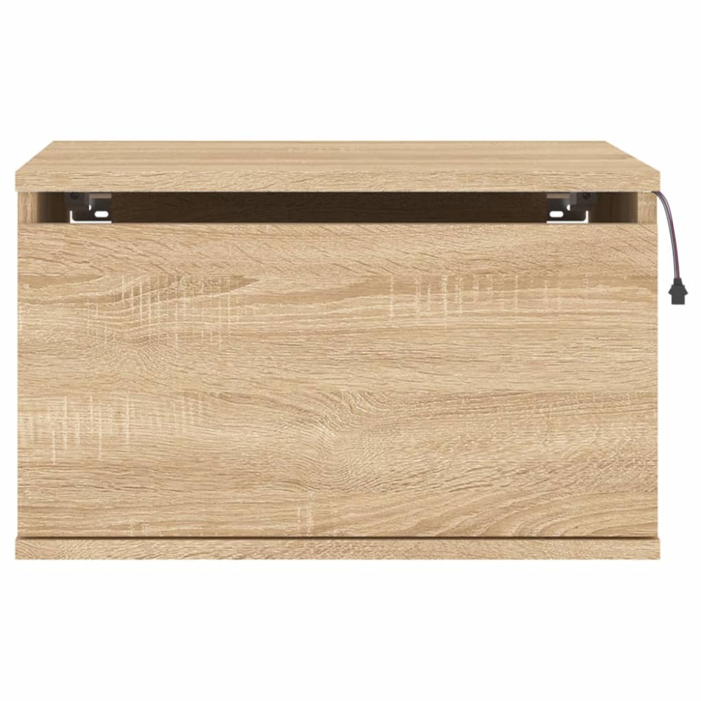 Produktbild för Väggmonterade sängbord med LED-lampor 2 st sonoma-ek