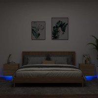 Produktbild för Väggmonterade sängbord med LED-lampor 2 st sonoma-ek