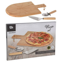 Produktbild för Excellent Houseware Pizzaset 3 delar 43x30 cm bambu