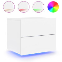 Produktbild för Väggmonterade sängbord med LED-lampor 2 st vit
