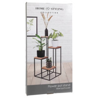 Produktbild för Home&Styling Växtställ med 4 hyllor natur och svart