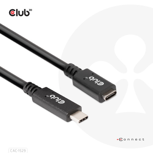 Club 3D CLUB3D USB C GEN1 EXT CABLE 5GBPS 4K60HZ M/F 1M USB-kablar 2 x USB C