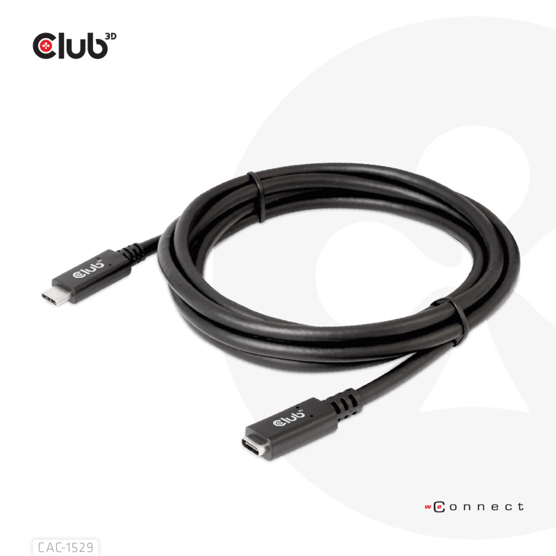 Produktbild för CLUB3D USB C GEN1 EXT CABLE 5GBPS 4K60HZ M/F 1M USB-kablar 2 x USB C