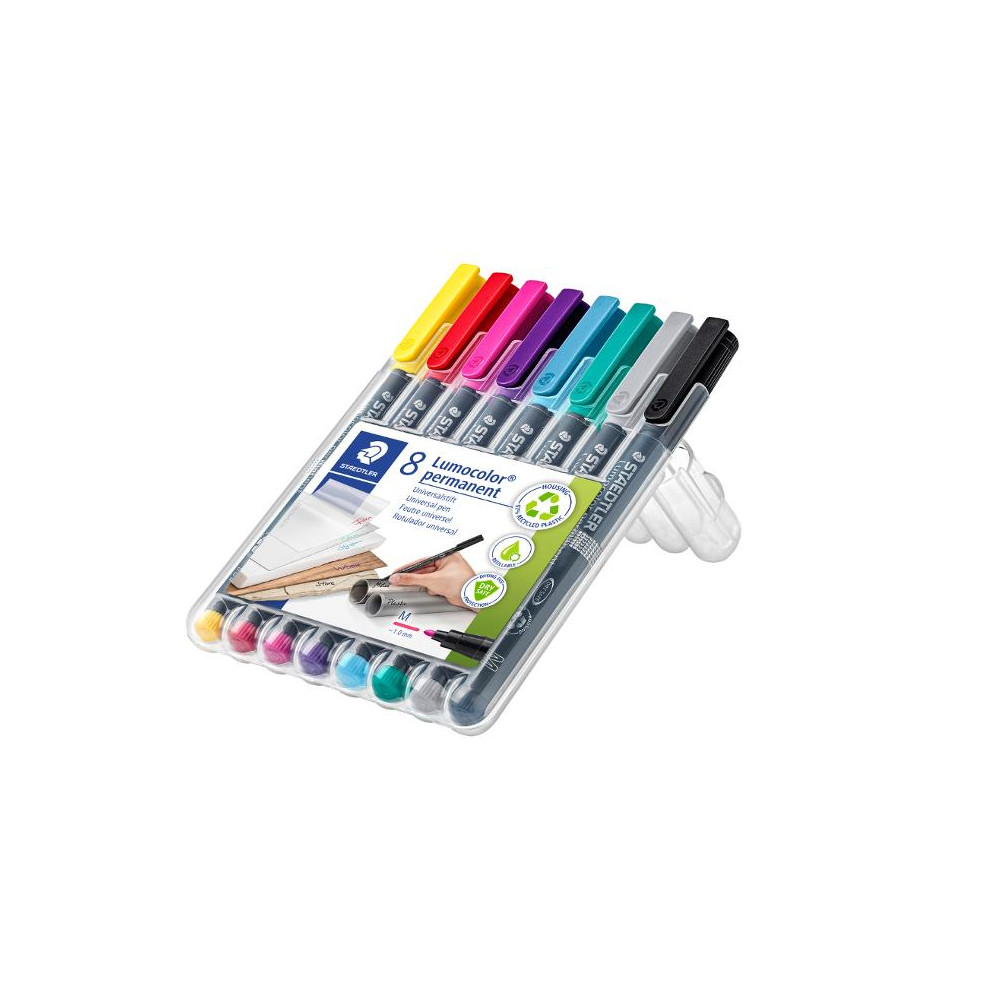 Produktbild för Universalpenna LUMOCOLOR M P sort.f 8/fp