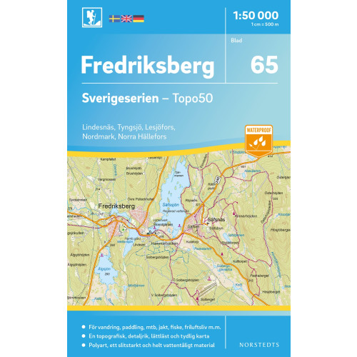 NORSTEDTS 65 Fredriksberg Sverigeserien Topo50 : Skala 1:50 000