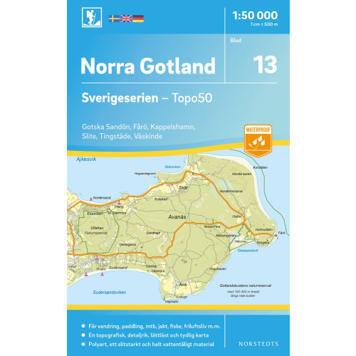 NORSTEDTS 13 Norra Gotland Sverigeserien Topo50 : Skala 1:50 000