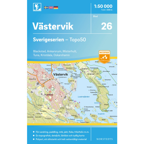 NORSTEDTS 26 Västervik Sverigeserien Topo50 : Skala 1:50 000