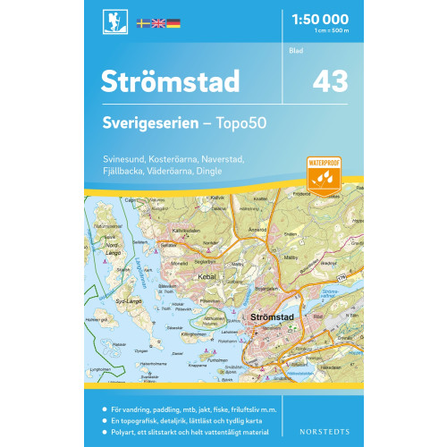NORSTEDTS 43 Strömstad Sverigeserien Topo50 : Skala 1:50 000
