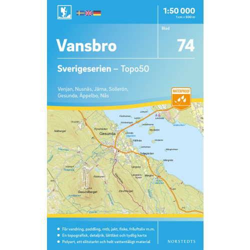 NORSTEDTS 74 Vansbro Sverigeserien Topo50 : Skala 1:50 000
