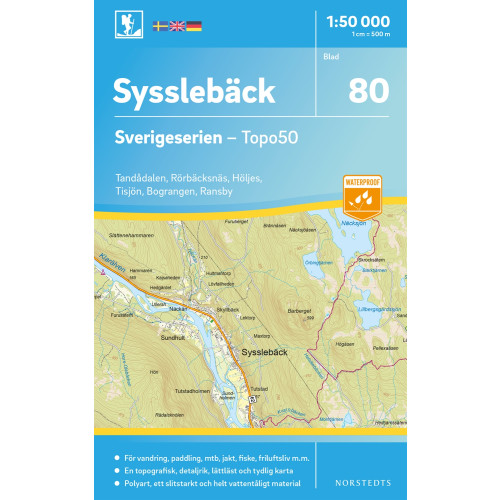 NORSTEDTS 80 Sysslebäck Sverigeserien Topo50 : Skala 1:50 000
