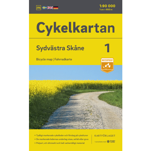 Kartförlaget Cykelkartan Blad 1 Sydvästra Skåne 2023-2025