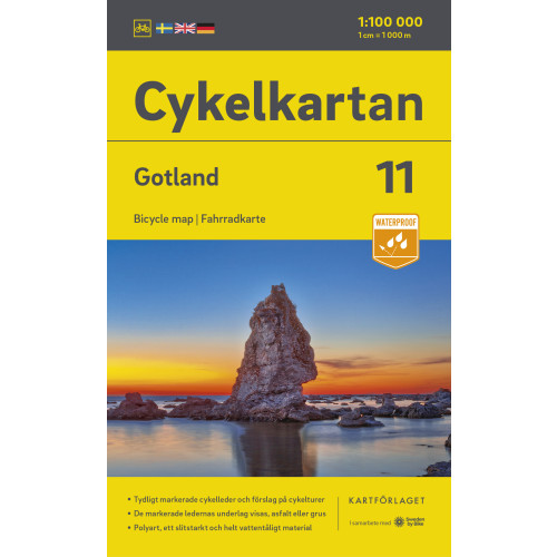 Kartförlaget Cykelkartan Blad 11 Gotland, (skala 1:100 000) 2023-2025