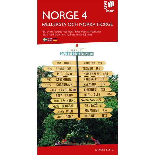 NORSTEDTS Mellersta och norra Norge EasyMap : Skala 1:415.000