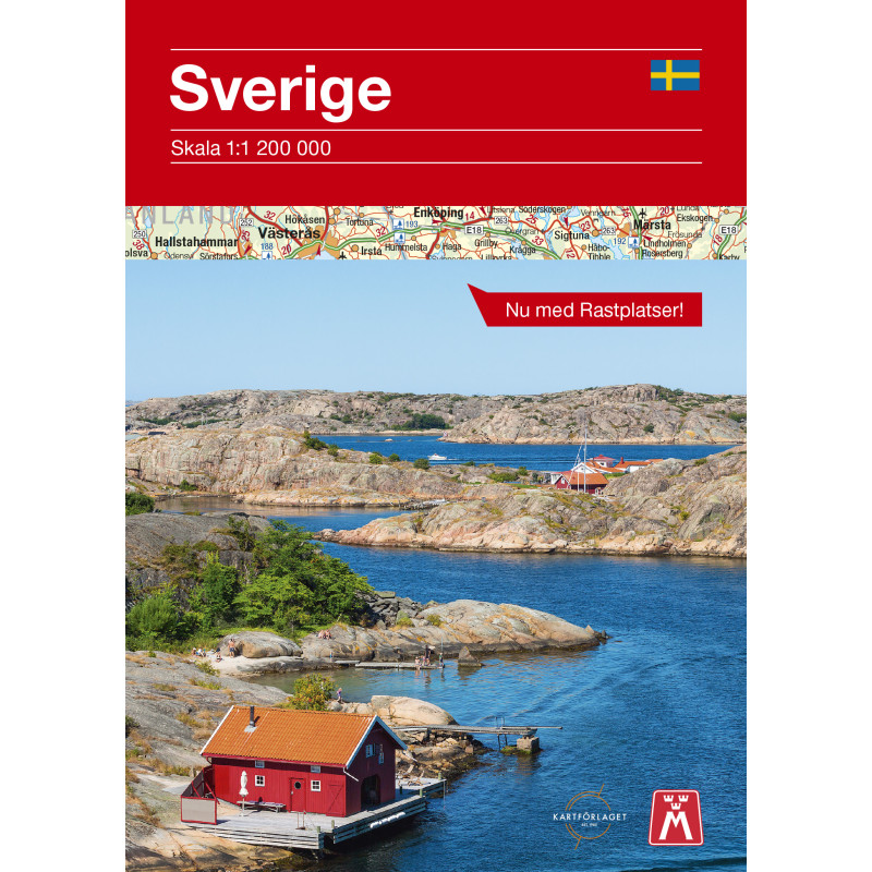 Produktbild för Sverige Vägkarta med rastplatser