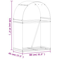 Produktbild för Vedställ ljusgrå 80x45x120 cm galvaniserat stål