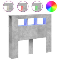 Produktbild för Sänggavel LED betonggrå 120x18,5x103,5 cm konstruerat trä