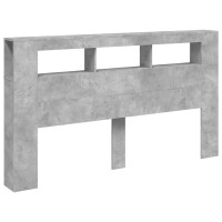 Produktbild för Sänggavel LED betonggrå 180x18,5x103,5 cm konstruerat trä