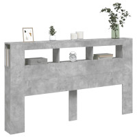 Produktbild för Sänggavel LED betonggrå 180x18,5x103,5 cm konstruerat trä